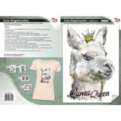 Color Bügeltransfers, DIN A4, Lama Queen