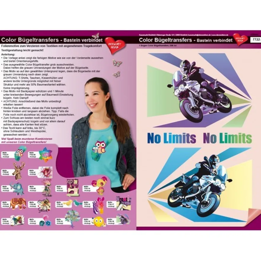 Color Bügeltransfers, DIN A4, Motorrad