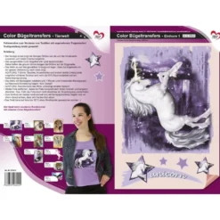 Color Bügeltransfers, DIN A4, Tierwelt, Einhorn 1