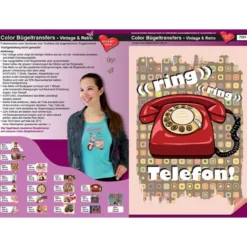 Color Bügeltransfers, DIN A4, Vintage/Retro, Telefon