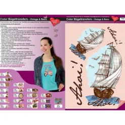 Color Bügeltransfers, DIN A4, Vintage/Retro, Segelschiff