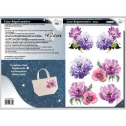 Color Bügeltransfers, Glitzer, DIN A4, Blüten