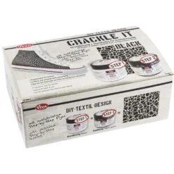 Crackle it, Krakelieroptik, Grundierung 150ml, Textilfarbe schwarz 150ml