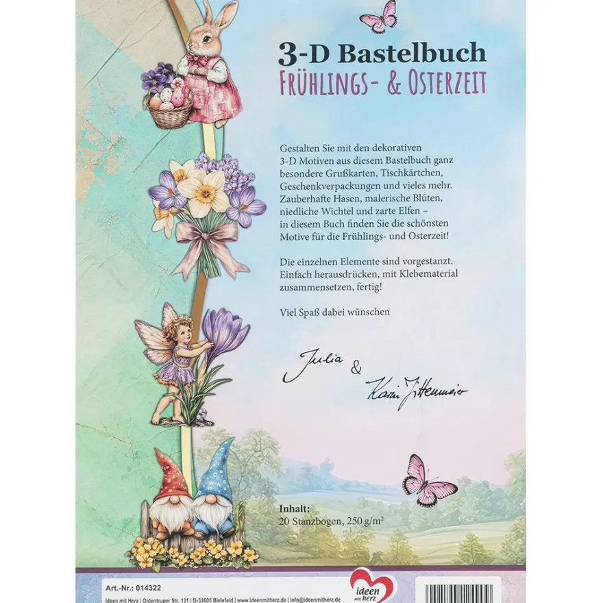 3-D Bastelbuch, Frühling- & Osterzeit, DIN A4, 250g/m², 20 Stanzbogen mit 60 3-D Motiven