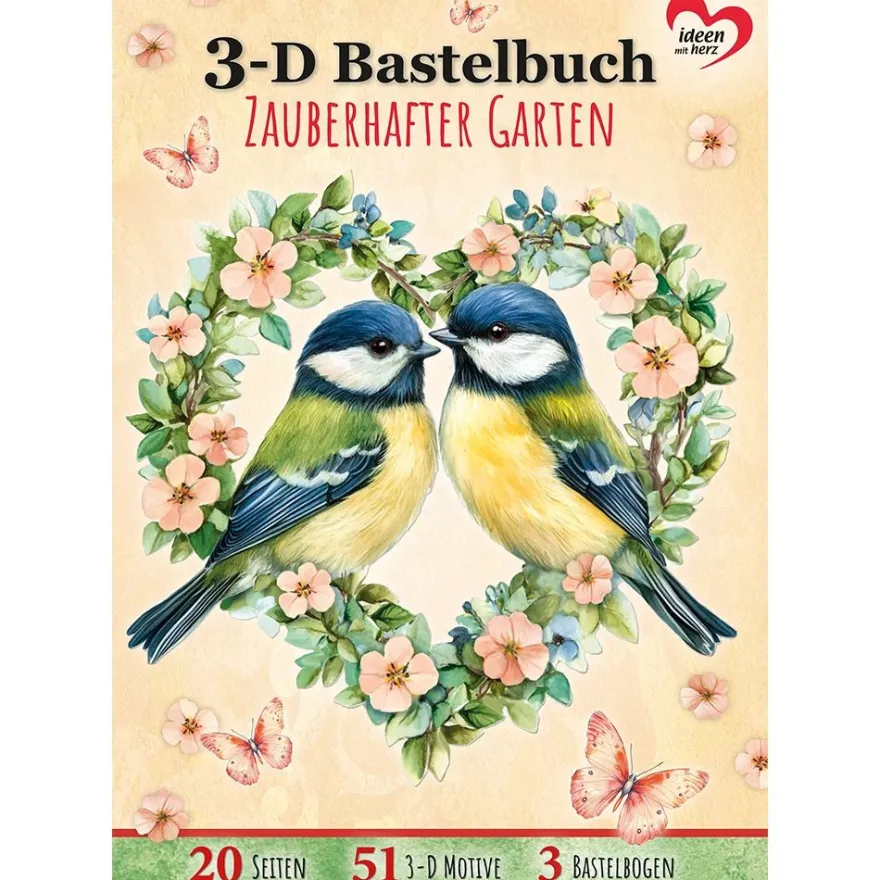 3-D Bastelbuch, Zauberhafter Garten, 20 Stanzbogen, DIN A4