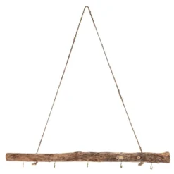 Deko-Ast, mit 5 Haken in Hellgold, 50cm lang, Ø 2 bis 3,5cm, mit Seil zum Aufhängen