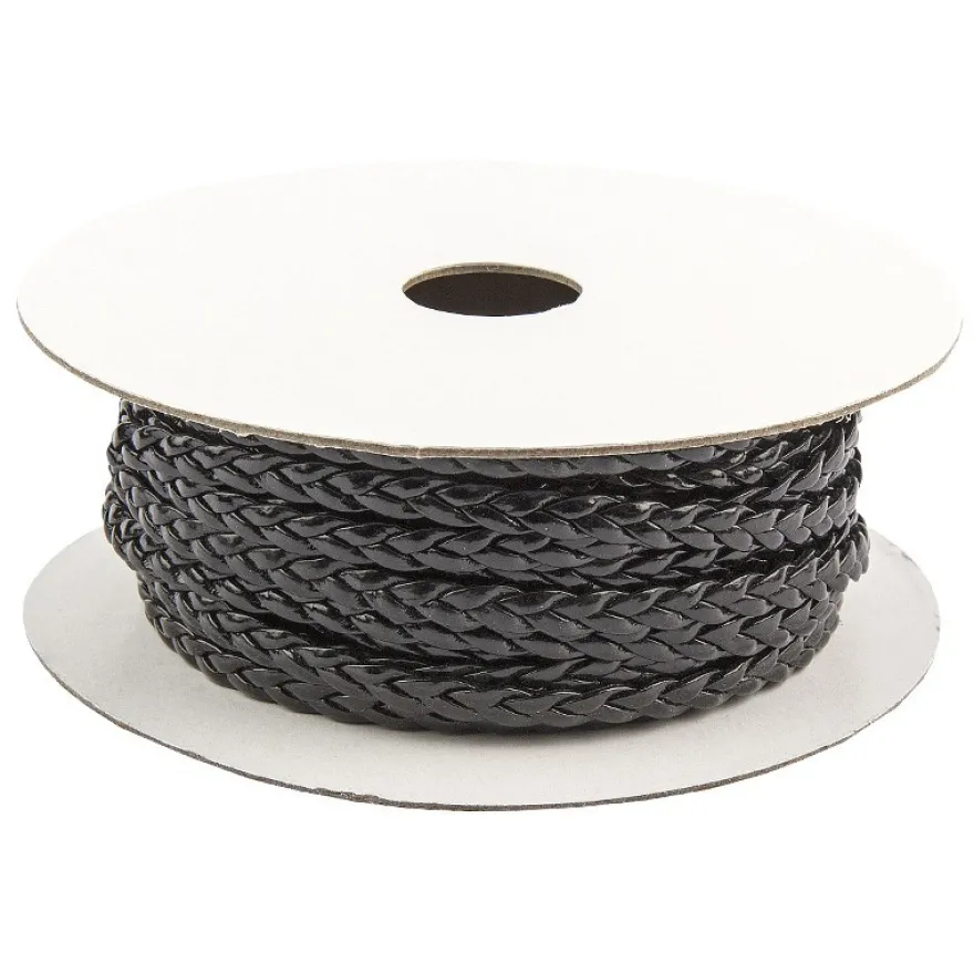 Deko-Band, geflochten, 5m lang, 0,3cm breit, schwarz
