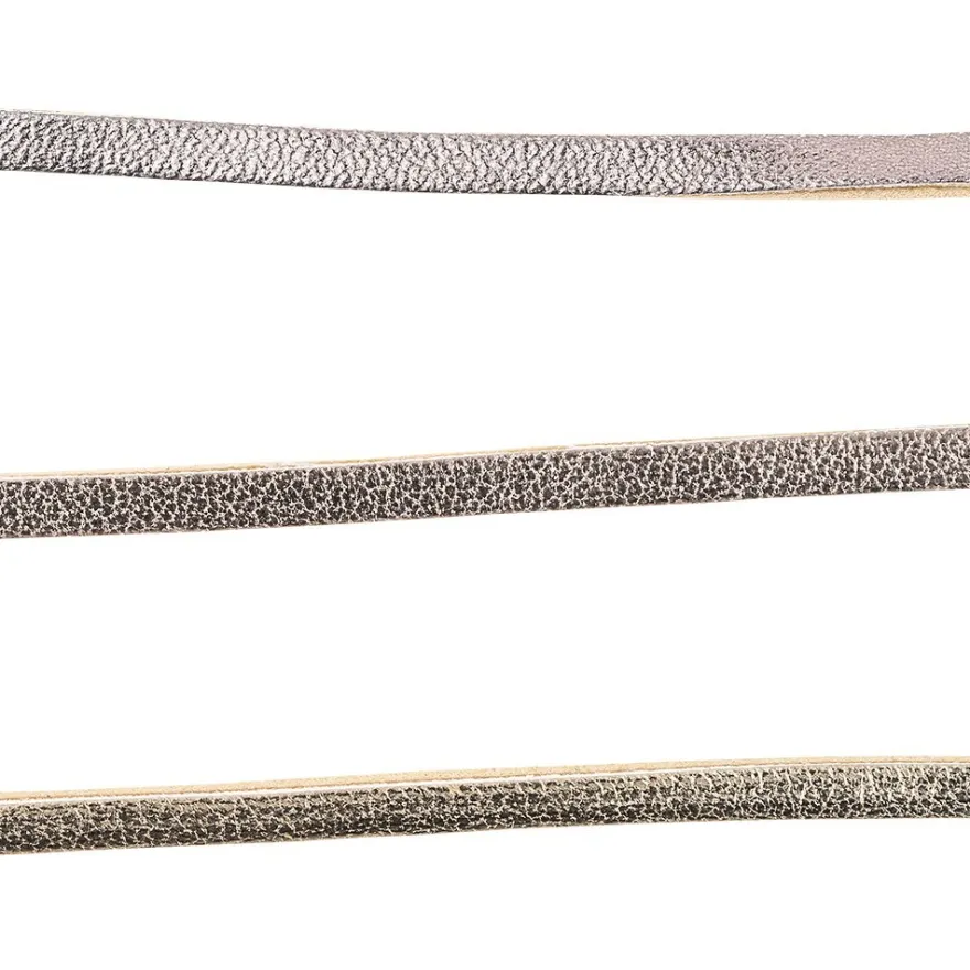 Dekoband, Kunstleder, metallic, 2,5mm breit, je 1,5m lang, versch. Designs & Farben, 3 Rollen