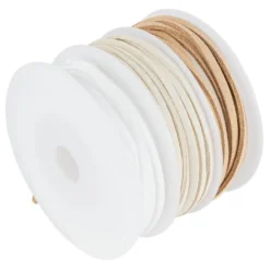 Dekoband, Kunstleder, 2,5mm breit, je 1,5m lang, versch. Designs, weiß, creme, natur, 3 Rollen