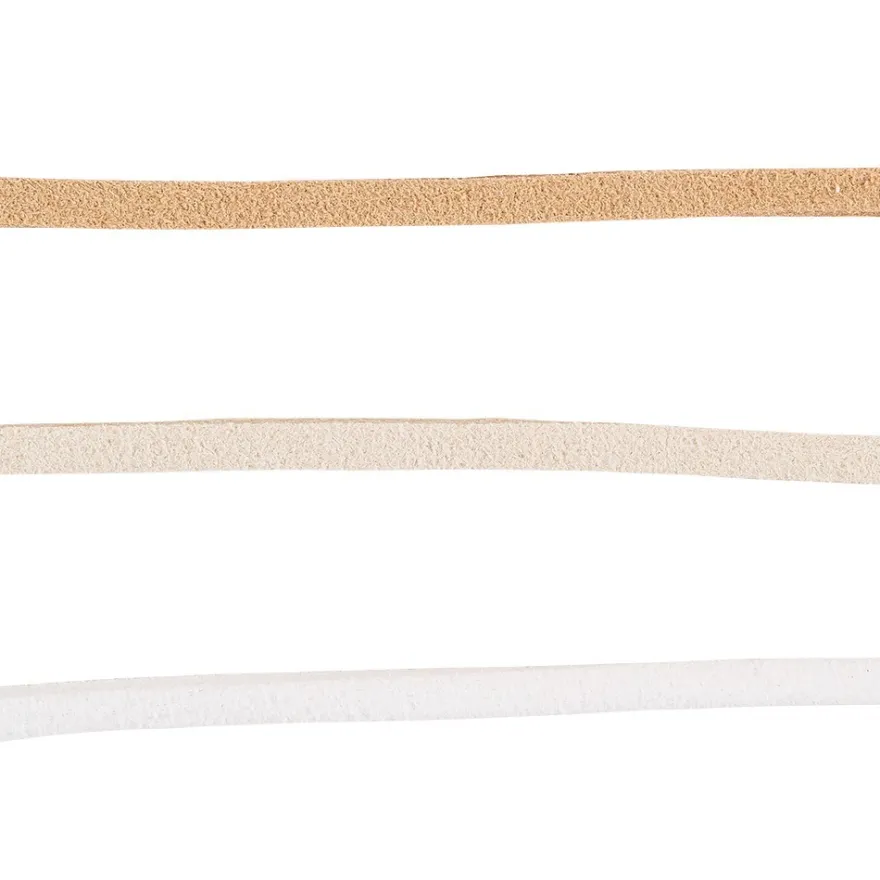 Dekoband, Kunstleder, 2,5mm breit, je 1,5m lang, versch. Designs, weiß, creme, natur, 3 Rollen