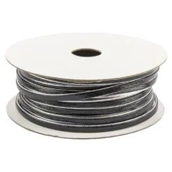 Deko-Band, 5m lang, 0,2cm breit, schwarz mit silbernem Rand