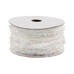 Deko-Band, Plüsch, 5m lang, 0,5cm breit, weiß-irisierend