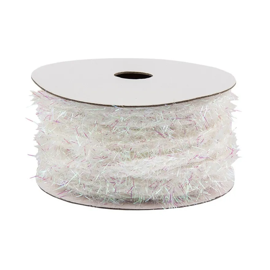 Deko-Band, Plüsch, 5m lang, 0,5cm breit, weiß-irisierend