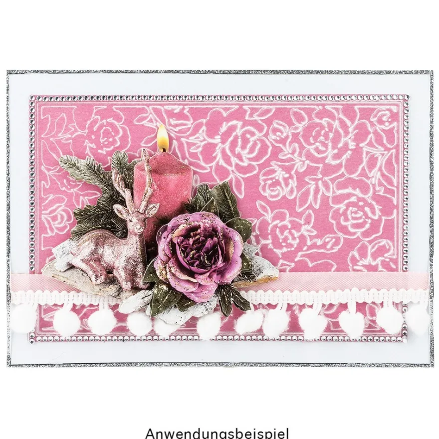 Deko-Band, Pompons, 5m lang, 1,5cm breit, weiß