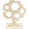 Deko-Baum aus Holz zum Aufstellen, 29,8cm x 25 cm, mit 5 kreisförmigen Aussparungen