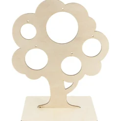 Deko-Baum aus Holz zum Aufstellen, 29,8cm x 25 cm, mit 5 kreisförmigen Aussparungen