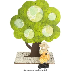 Deko-Baum aus Holz zum Aufstellen, 29,8cm x 25 cm, mit 5 kreisförmigen Aussparungen