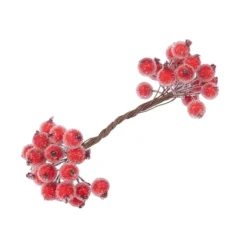 Deko-Beeren, gefrostet, je 2 Beeren am Draht, Beeren Ø 1,2cm, 20 Drähte 15cm lang, 40 Stück