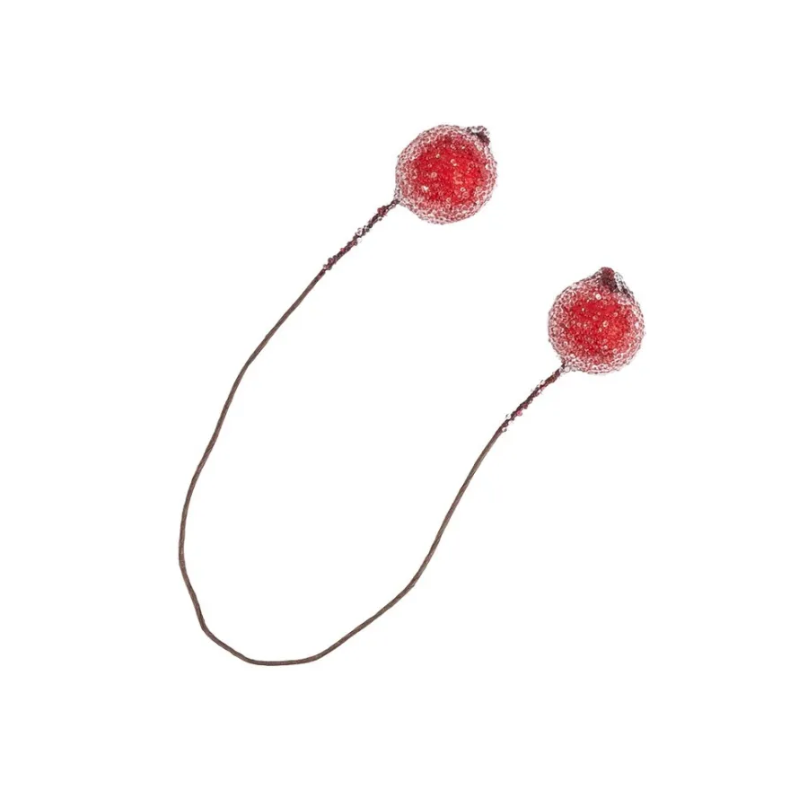 Deko-Beeren, gefrostet, je 2 Beeren am Draht, Beeren Ø 1,2cm, 20 Drähte 15cm lang, 40 Stück