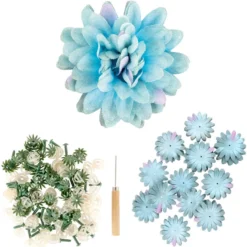 Deko-Blüte Dahlie, zum Selbstgestalten, hellblau, 551-teilig, 50 Stück