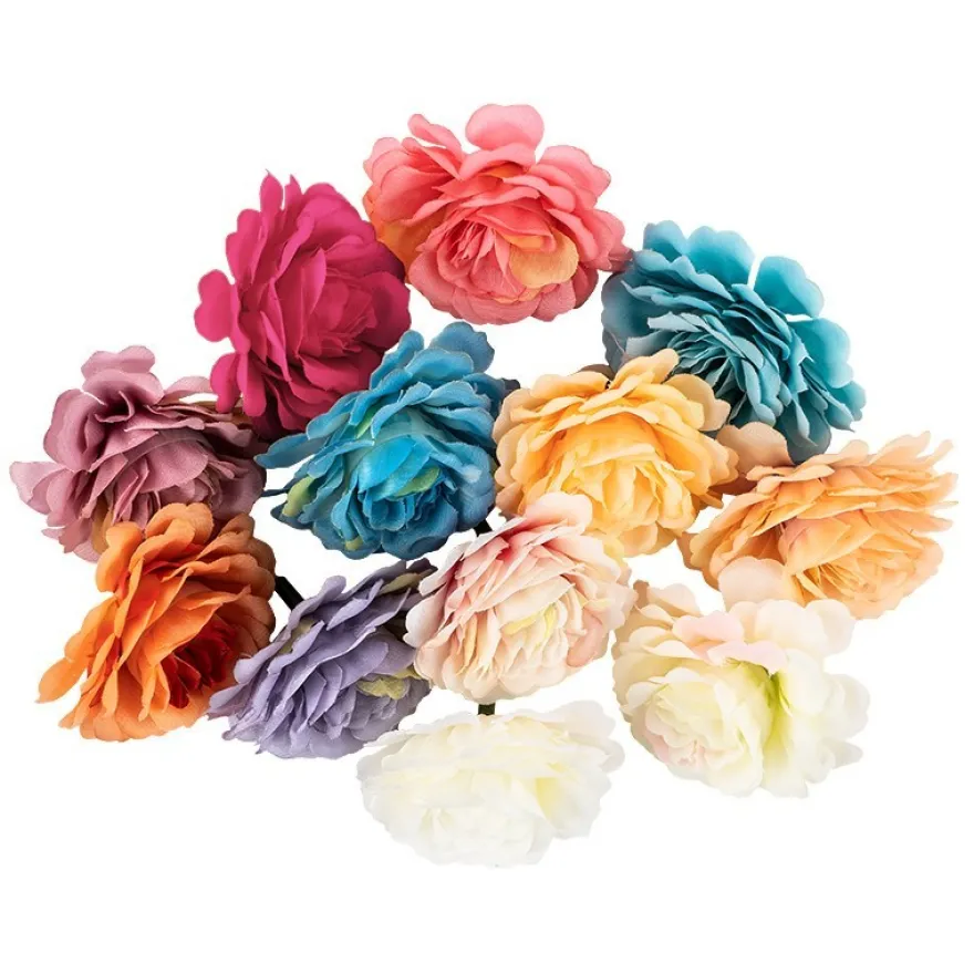 Deko-Blüten "Buschrose", Ø 5cm, verschiedene Farben, 12 Stück