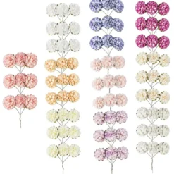 Deko-Blüten, Hortensien, Ø 3cm, 10 verschiedene Farben, 90 Stück