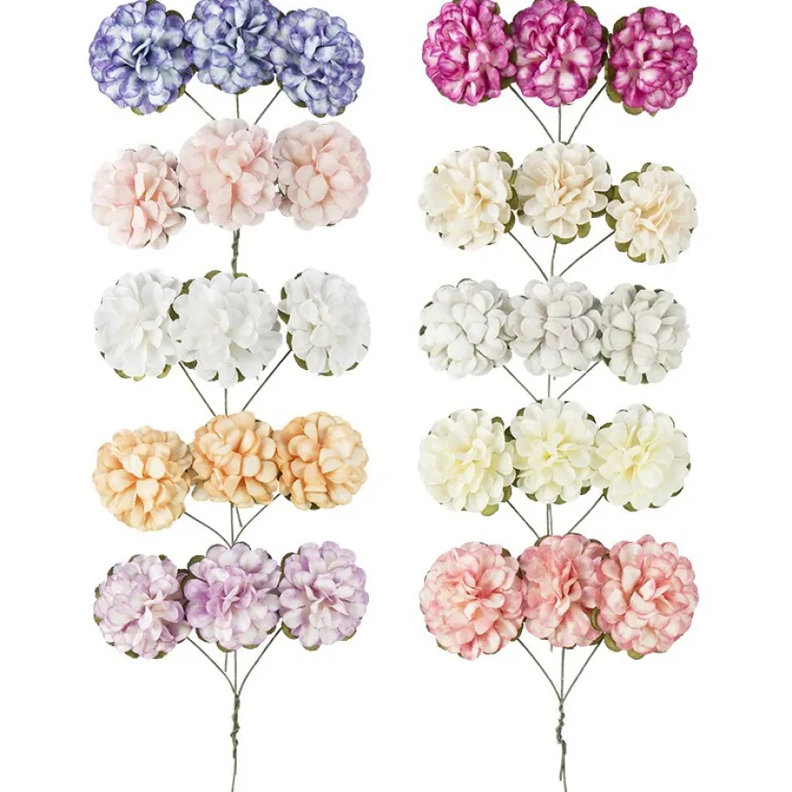 Deko-Blüten, Hortensien, Ø 3cm, 10 verschiedene Farben, 90 Stück
