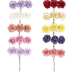 Deko-Blüten, Rosen, Ø 2,5cm, verschiedene Farben, 90 Stück