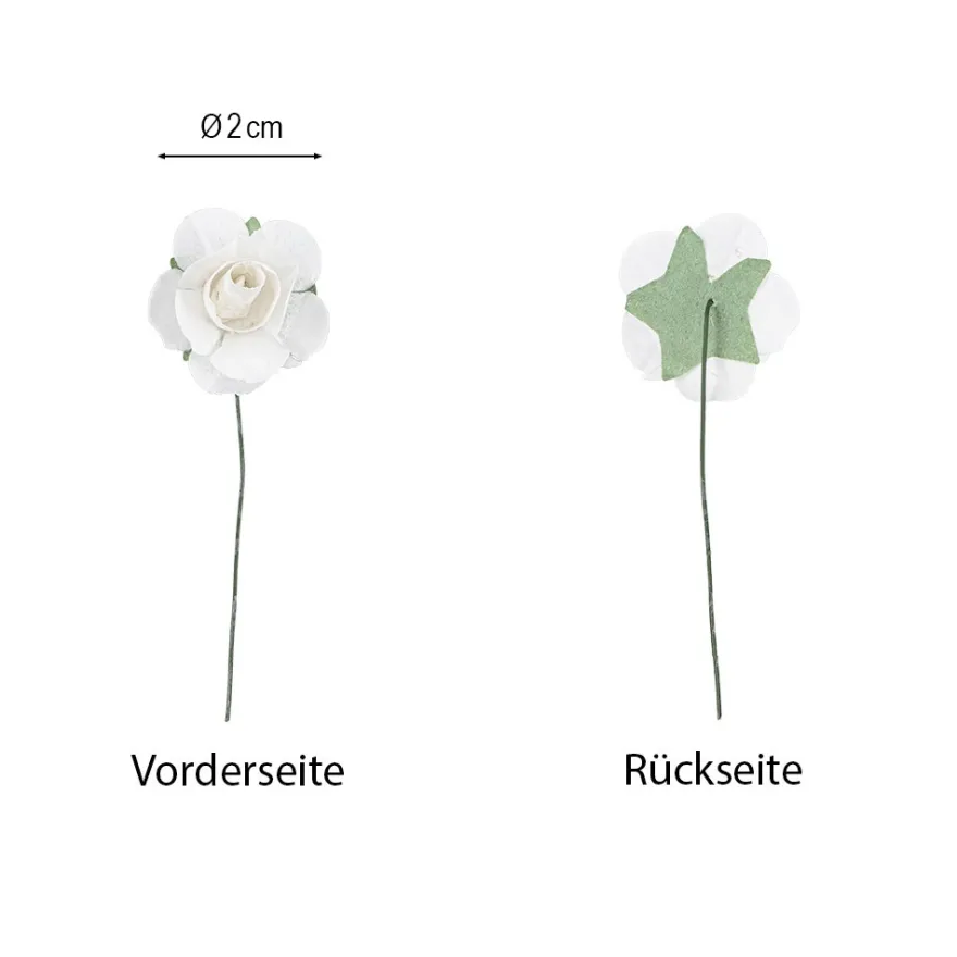 Deko-Blüten, Rosen 2, Ø 2cm, weiß, 144 Stück