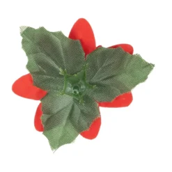 Deko-Blüten Weihnachtsstern 1, Ø 8cm, rot mit grünen Blättern, 15 Stück