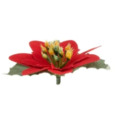 Deko-Blüten Weihnachtsstern 1, Ø 8cm, rot mit grünen Blättern, 15 Stück