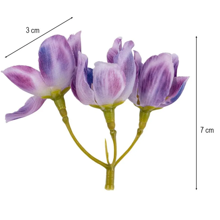 Deko-Blüten, Zweige, Farbmix 3, mit je 3 Blüten in verschiedenen Farben, 8 Stück