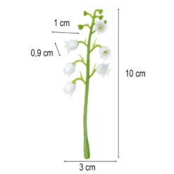 Deko-Blüten, Zweige, Maiglöckchen, mit je 6 weißen Blüten, 20 Stück
