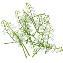 Deko-Blüten, Zweige, Maiglöckchen, mit je 6 weißen Blüten, 20 Stück