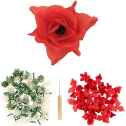 Deko-Blüte Rose, zum Selbstgestalten, rot, 501-teilig, 50 Stück