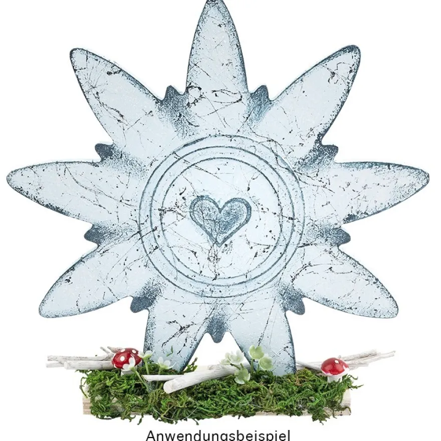Deko-Blume aus Holz zum Aufstellen, 23cm x 23cm x 4,3cm