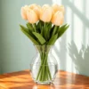 Deko-Blumen, Tulpen, 33cm lang, apricot, realistische Optik, 10 Stück