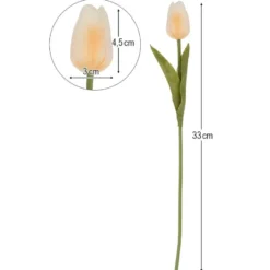 Deko-Blumen, Tulpen, 33cm lang, apricot, realistische Optik, 10 Stück