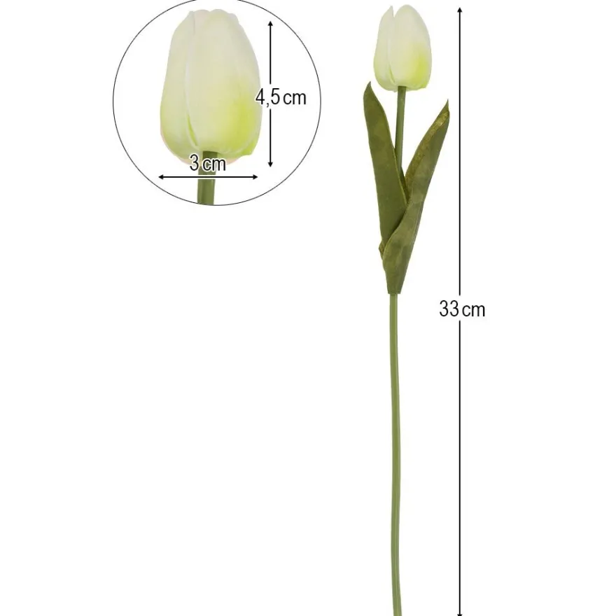 Deko-Blumen, Tulpen, 33cm lang, cremeweiß, realistische Optik, 10 Stück