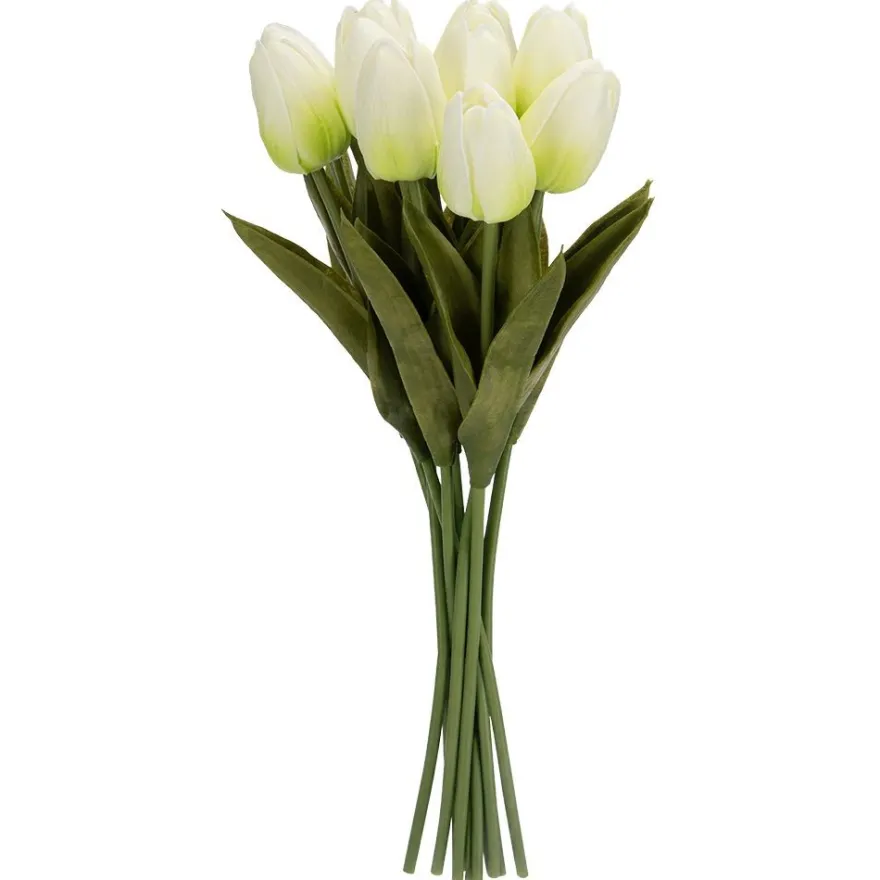 Deko-Blumen, Tulpen, 33cm lang, cremeweiß, realistische Optik, 10 Stück