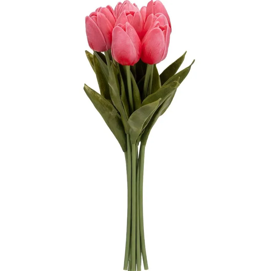 Deko-Blumen, Tulpen, 33cm lang, pink, realistische Optik, 10 Stück