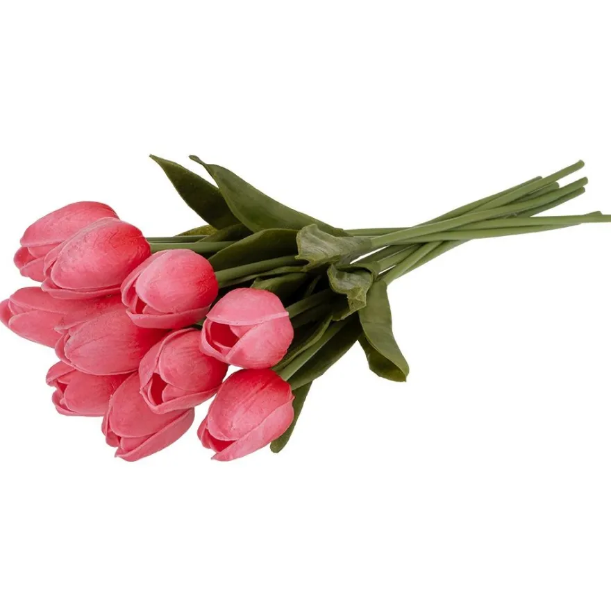 Deko-Blumen, Tulpen, 33cm lang, pink, realistische Optik, 10 Stück