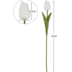 Deko-Blumen, Tulpen, 33cm lang, weiß, realistische Optik, 10 Stück