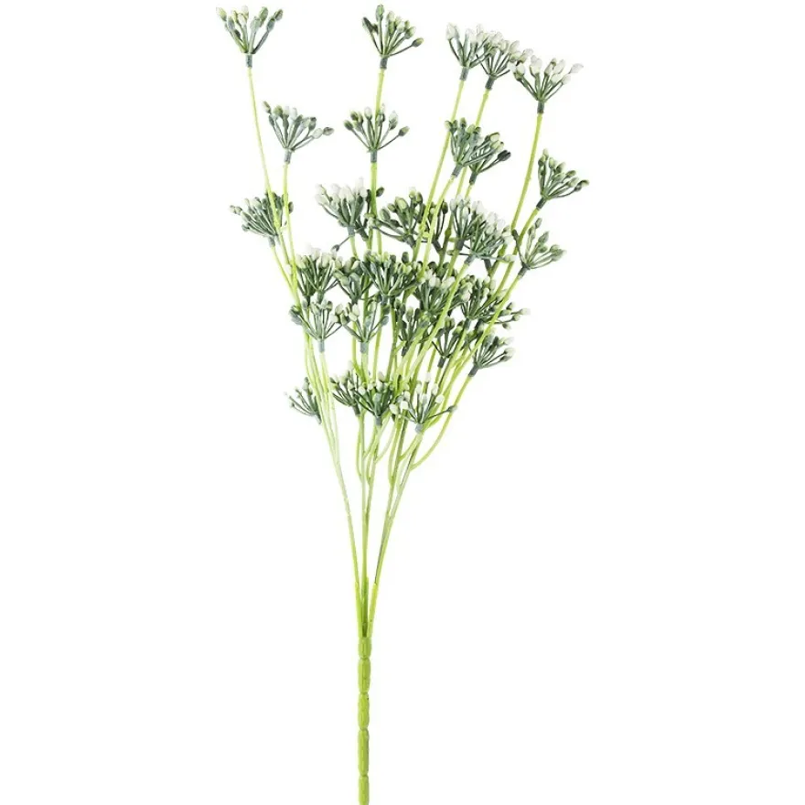 Deko-Busch, Blütenknospen 3, 43cm lang, 5 Stängel, weiße Knospen
