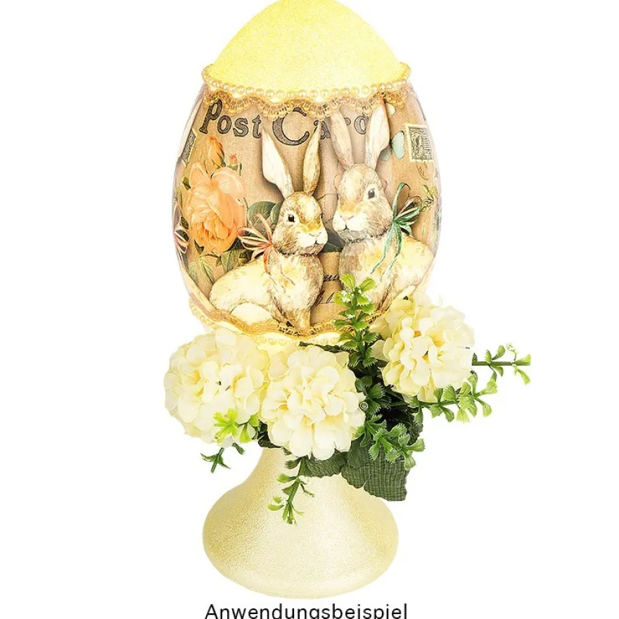 Deko-Ei aus Kunststoff, mit runder Öffnung, Ø12cm, weiß