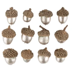 Deko-Eicheln, champagnerfarben, Ø1,5cm bis Ø2,3cm, 2,3cm bis 3,2cm lang, 12 Stück