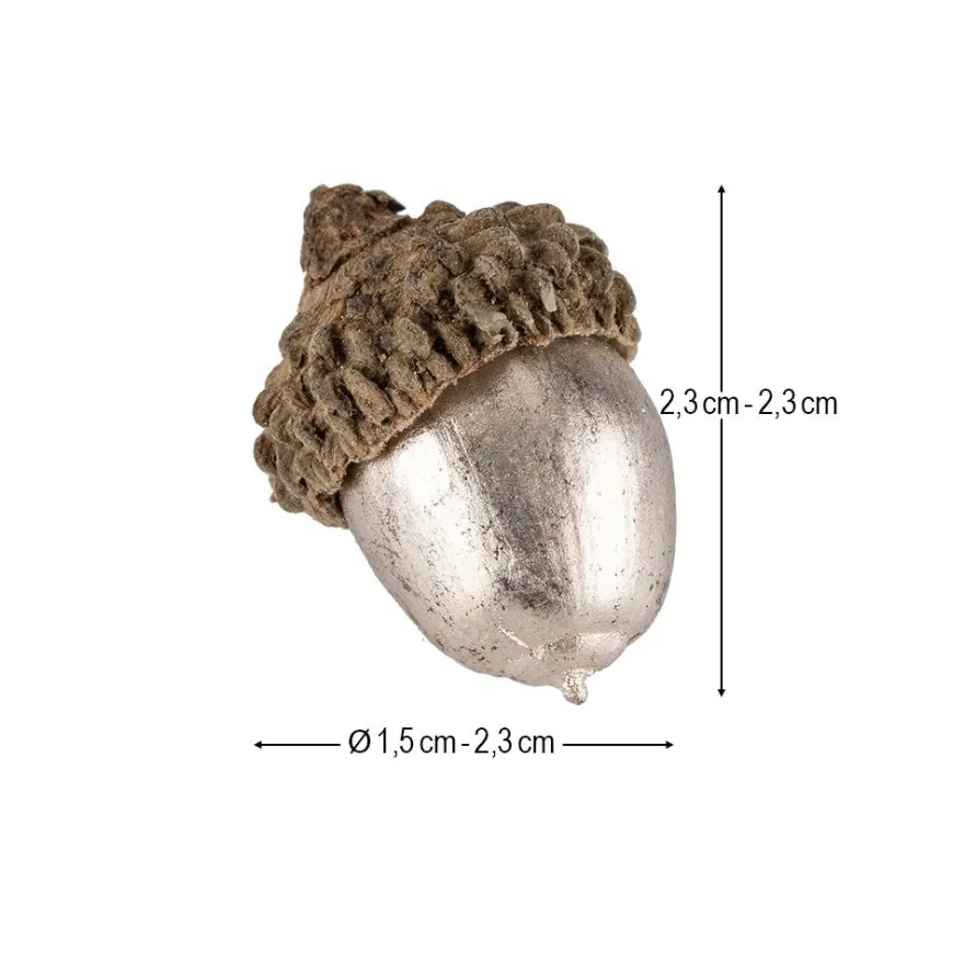 Deko-Eicheln, champagnerfarben, Ø1,5cm bis Ø2,3cm, 2,3cm bis 3,2cm lang, 12 Stück