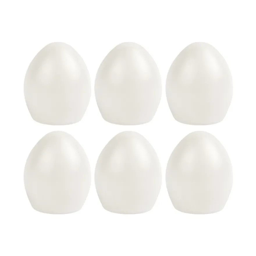 Deko-Eier mit runder Öffnung, Ø 5,2cm, 6cm hoch, transluzent, weiß, 6 Stück