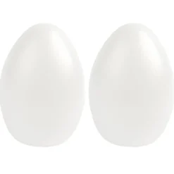 Deko-Eier mit runder Öffnung, Ø 8,7cm, 12cm hoch, transluzent, weiß, 2 Stück