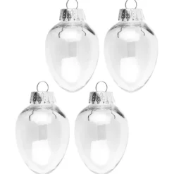 Deko-Eier, zum Befüllen, Ø 4,8cm, 7,3cm hoch, inkl. 4 Aufhängungen, 4 Stück